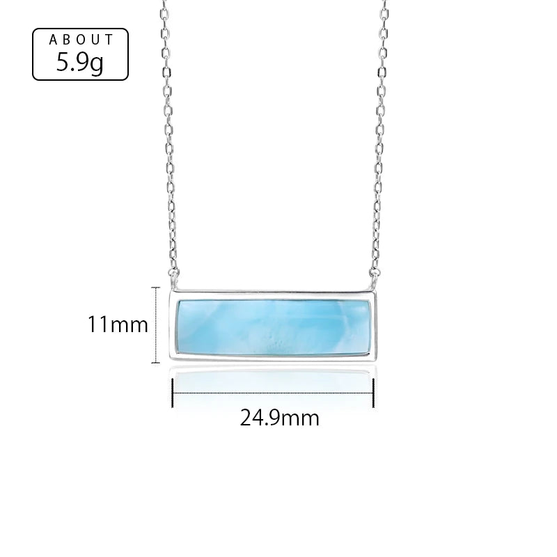 Larimar Bar Pendant Necklace, Minimalist