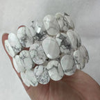 Natural Howlite Oval Bead Bracelet