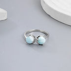 Curved Band Larimar Ring in 925 Sterling Silver