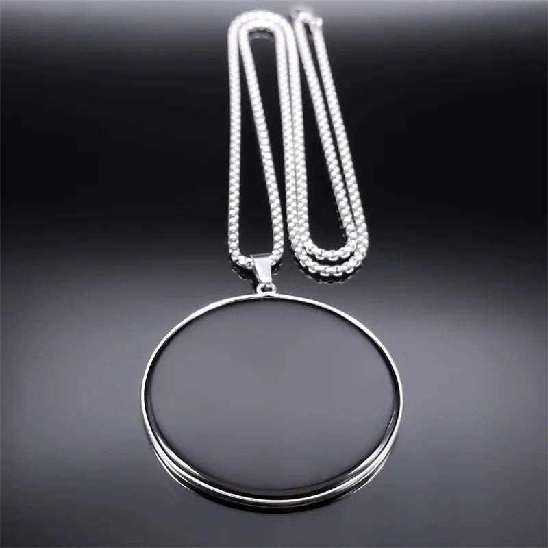 Black Obsidian Circle Pendant Necklace | Silver or Gold Chain