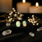 Natural Opal Stud Earrings – Lucky Hope & Gentle Rainbow Light