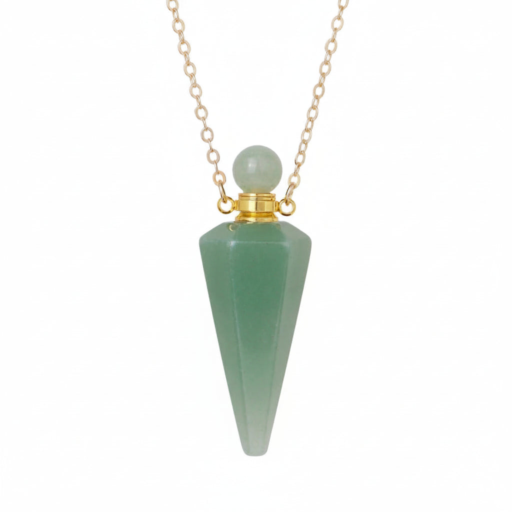 Crystal Essential Oil Diffuser Necklace — Natural Gemstone Healing Pendant