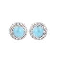 Larimar Halo Stud Earrings in 925 Sterling Silver