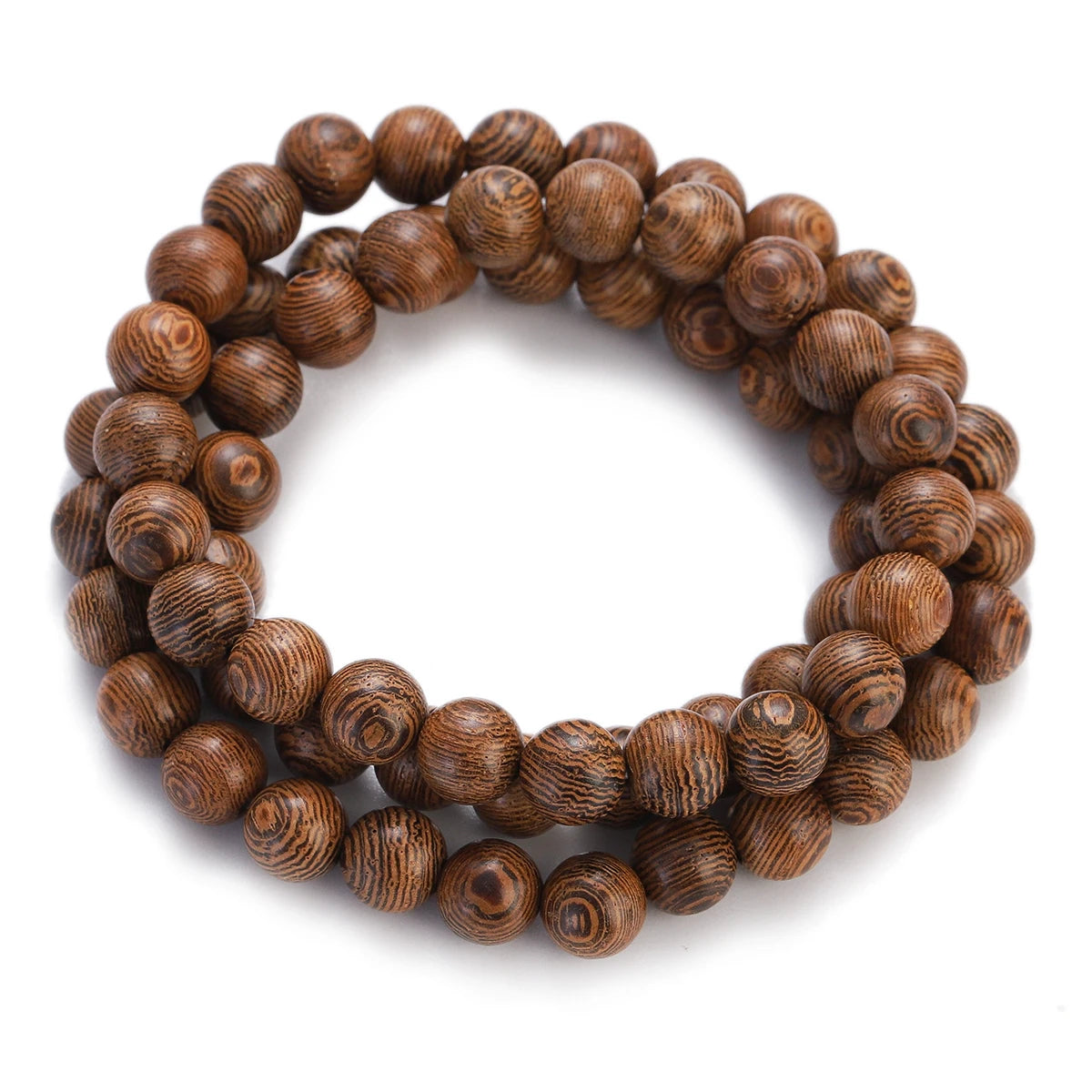 Wood Bead Buddha Om Lotus Charm Bracelet | Tibetan Mala Yoga Bracelet