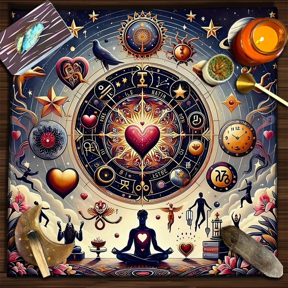 Celestial Cosmic Altar Cloth — Mystical Astrological Tarot Mat