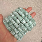 Green Angelite Barrel Bead Bracelet