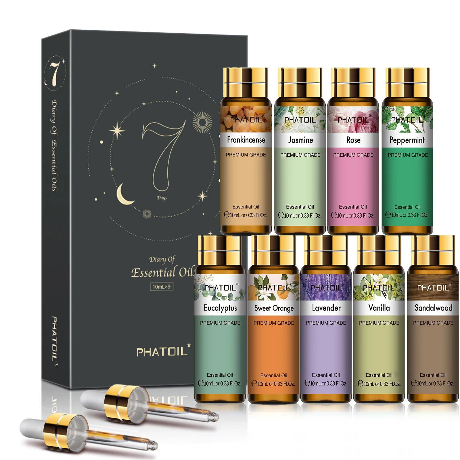 Pure Essential Oil Set — Singles & 9-Piece Gift Sets | Aromatherapy, Diffuser & Candle Making