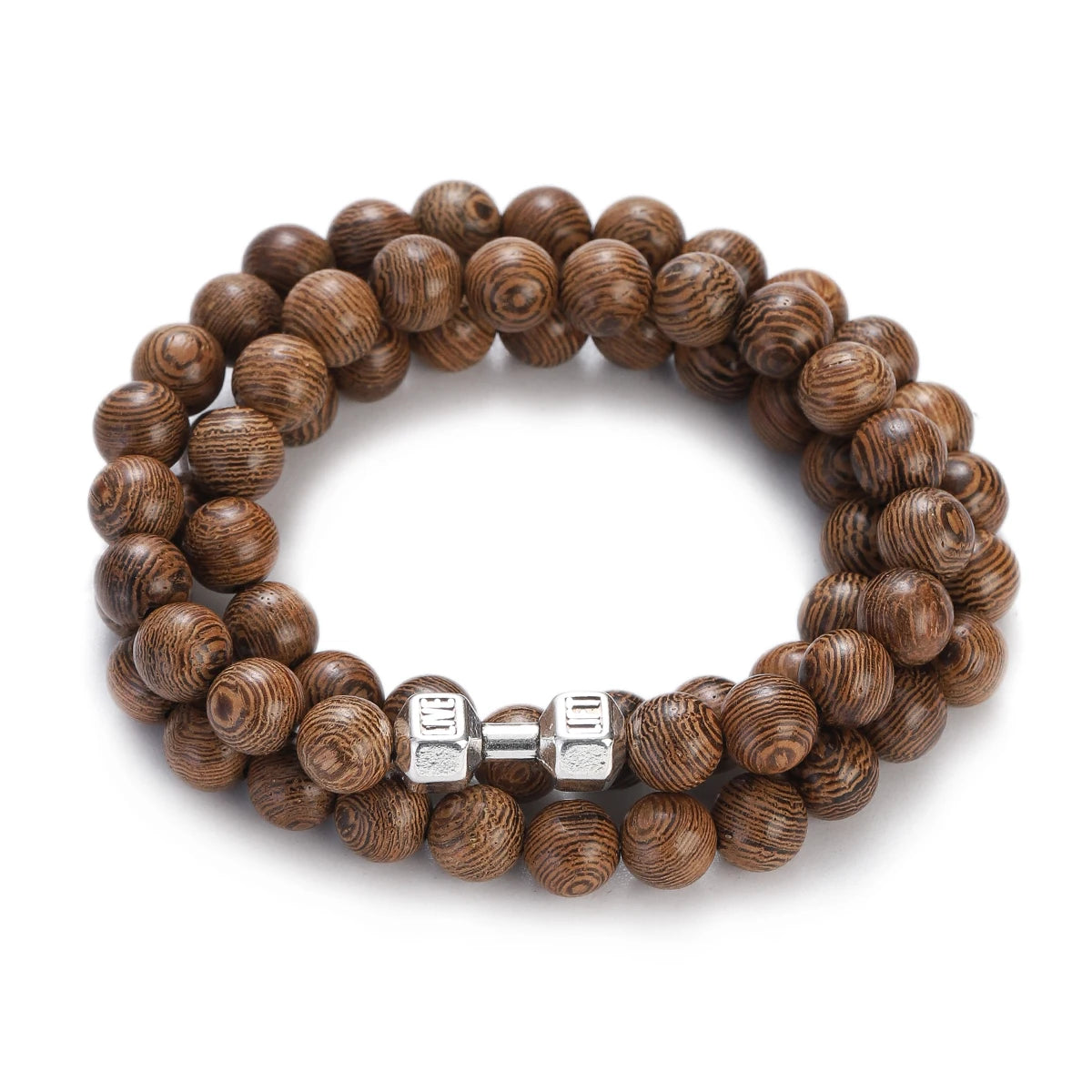 Wood Bead Buddha Om Lotus Charm Bracelet | Tibetan Mala Yoga Bracelet