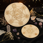 Metatron's Cube Crystal Grid Board | Sacred Geometry Wood Altar Plate