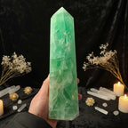 Green Fluorite Tower — Natural Crystal Point