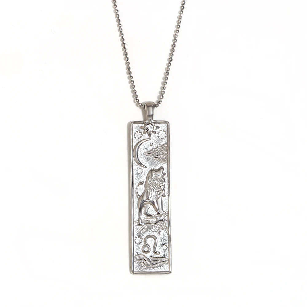 Zodiac Bar Pendant Necklace — 18K Gold & Silver Rectangle Star Sign