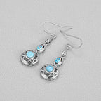 Larimar Filigree Medallion Drop Earrings, 925 Sterling Silver