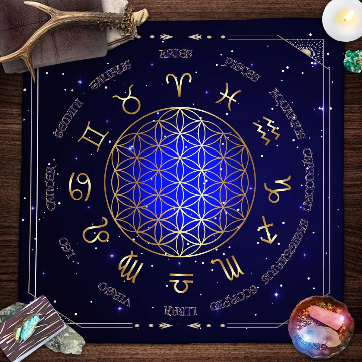Mandala Flower of Life Altar Cloth — Sacred Geometry Tarot Mat