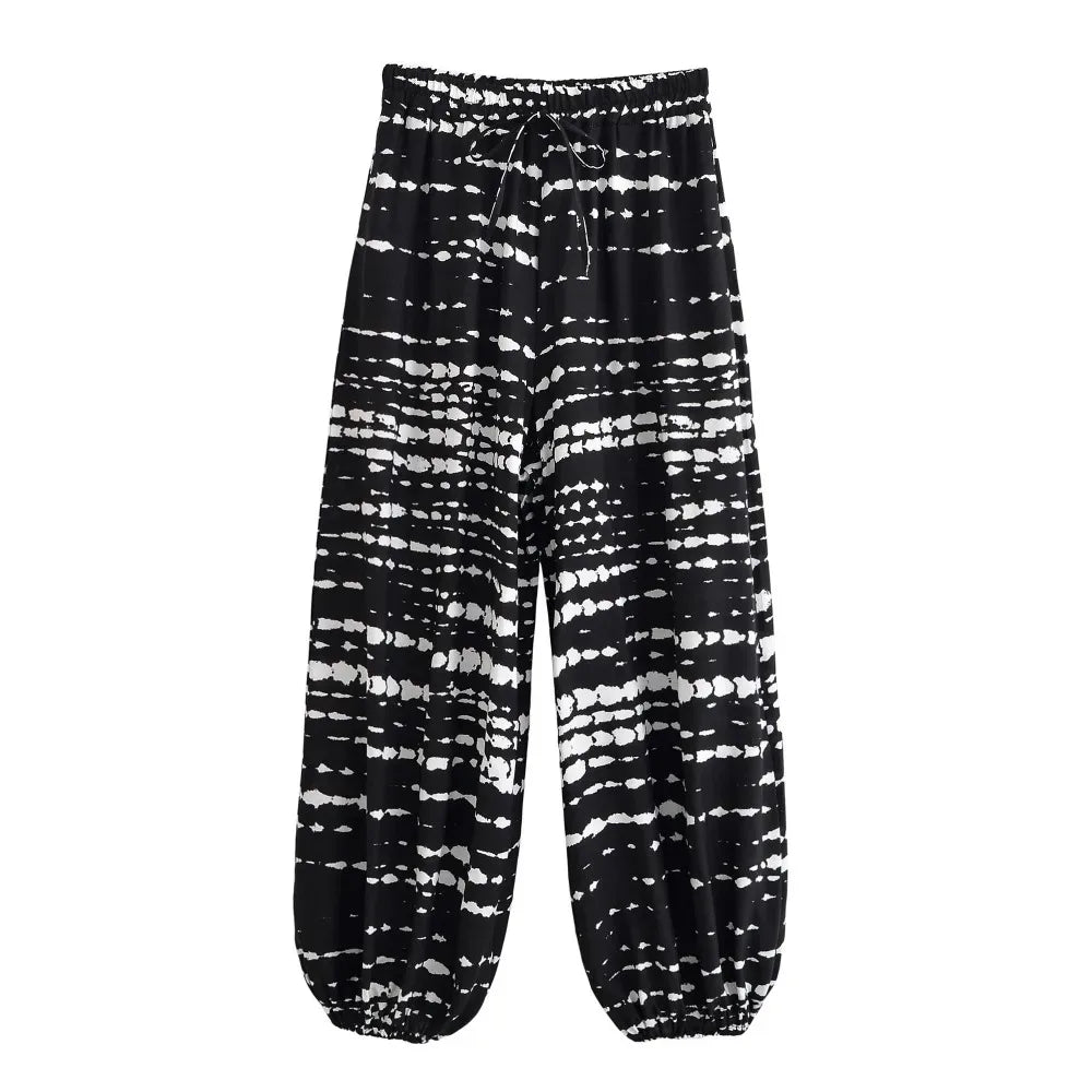 Boho Tie-Dye Stripe Harem Pants with Pockets