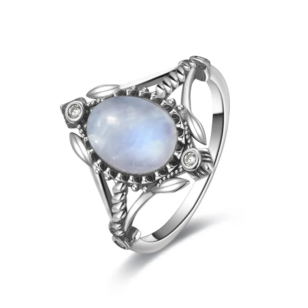 Moonstone 925 Silver Ring | Natural Gemstone Ring