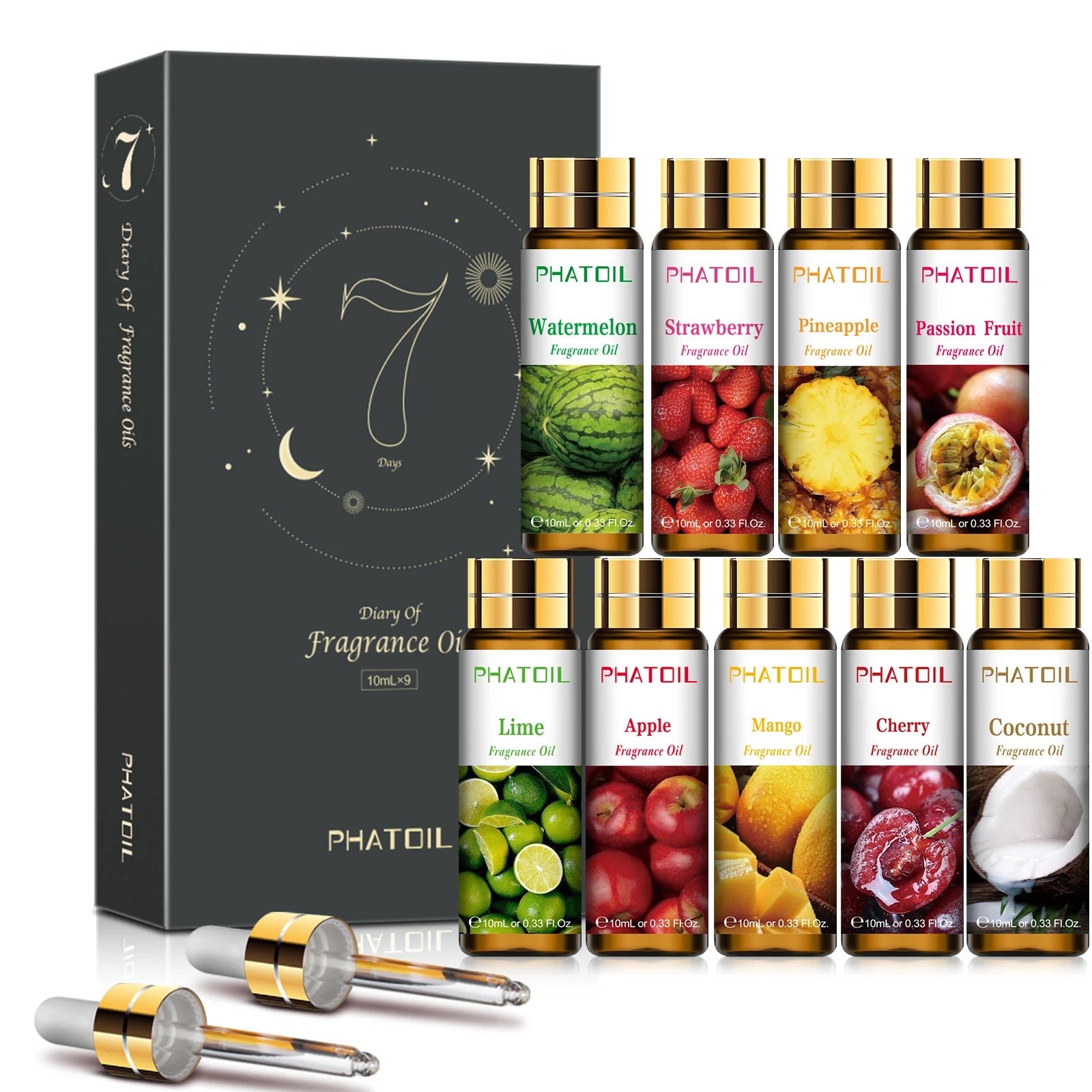 10ml Sweet Fruit Fragrance Oil for Diffuser, Candle Making & DIY — 30+ Scents