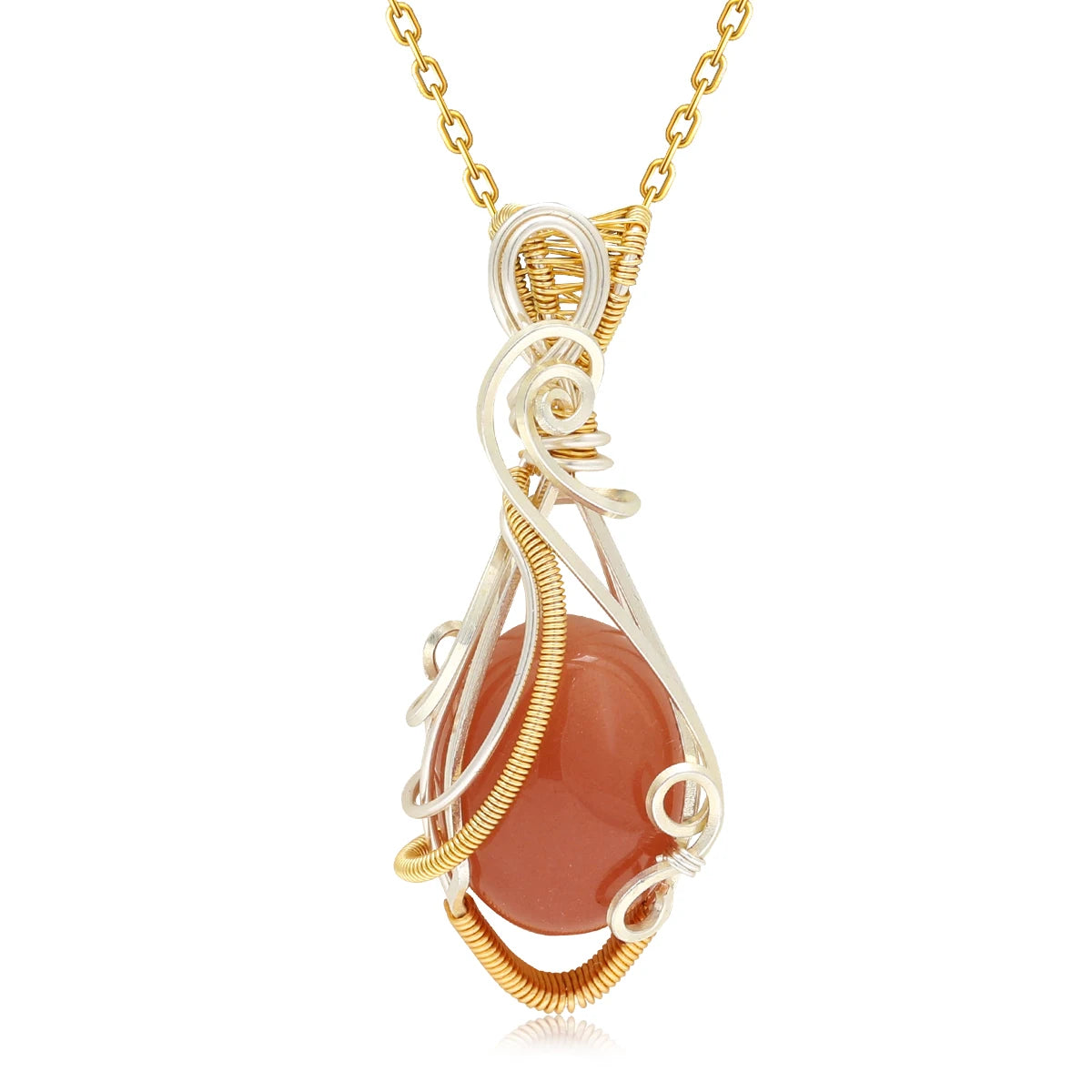 Wire-Wrapped Gemstone Pendant Necklace | Labradorite, Moonstone & Sunstone