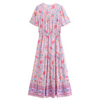 Wild Floral V-Neck Boho Maxi Dress