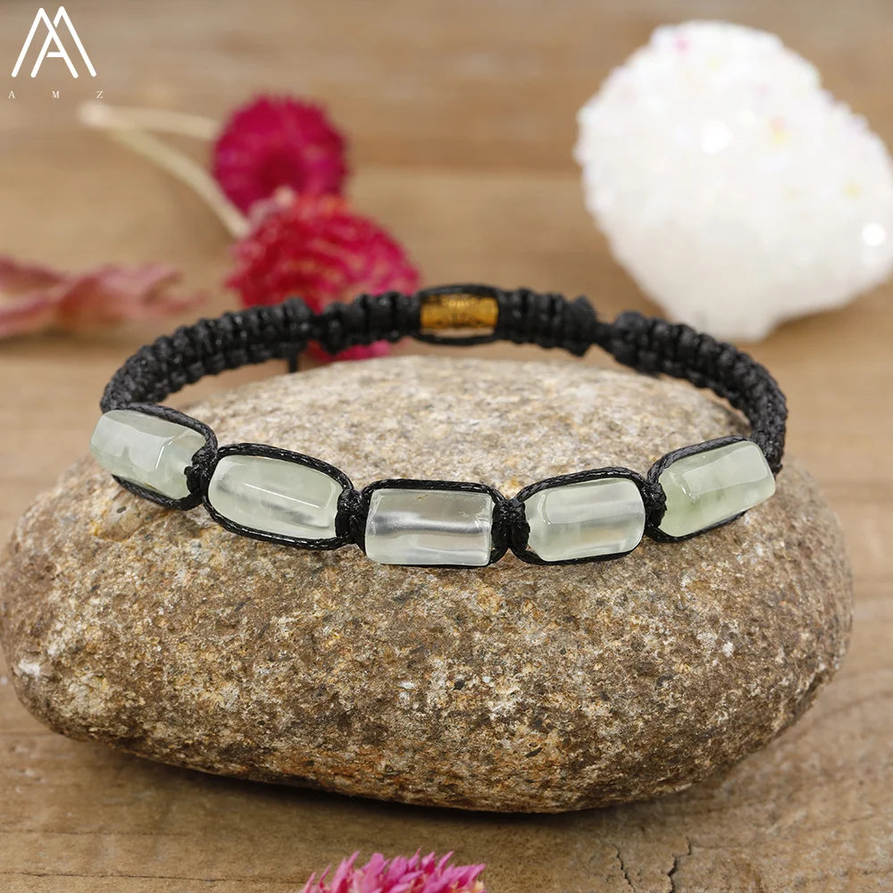Natural Gemstone Knotted Woven Bracelet – Handmade Healing Crystal Jewelry