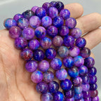 Starry Sky Sugilite Round Beads — Natural Gemstone Strand for Jewelry Making (6/8/10/12mm)