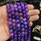 Starry Sky Sugilite Round Beads — Natural Gemstone Strand for Jewelry Making (6/8/10/12mm)