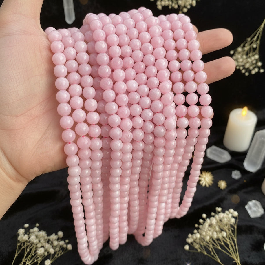 Pink Rose Quartz Crystal Beads — Natural Stone Strand for Jewelry Making