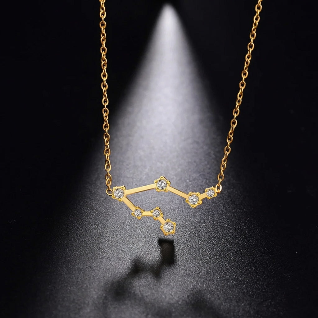 Zodiac Constellation Necklace — Silver & Gold Star Sign Pendant