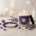 Amethyst Calm Wear & Light Set – Bracelet + Intention Candle